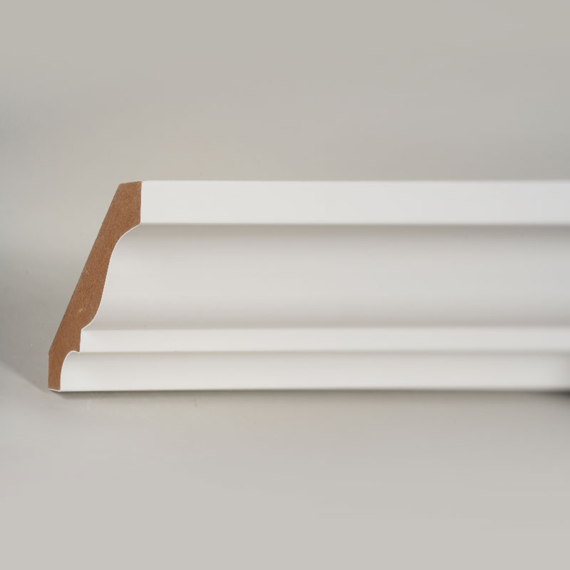 Moldura de coroa de MDF (preenchido com primer e branco pérola) 3/5' x 3 1/4'