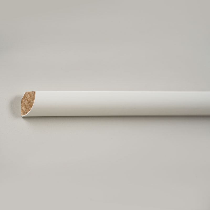 Moldagem redonda de madeira maciça (preenchida com primer) - Branca 3/5' × 3/5'