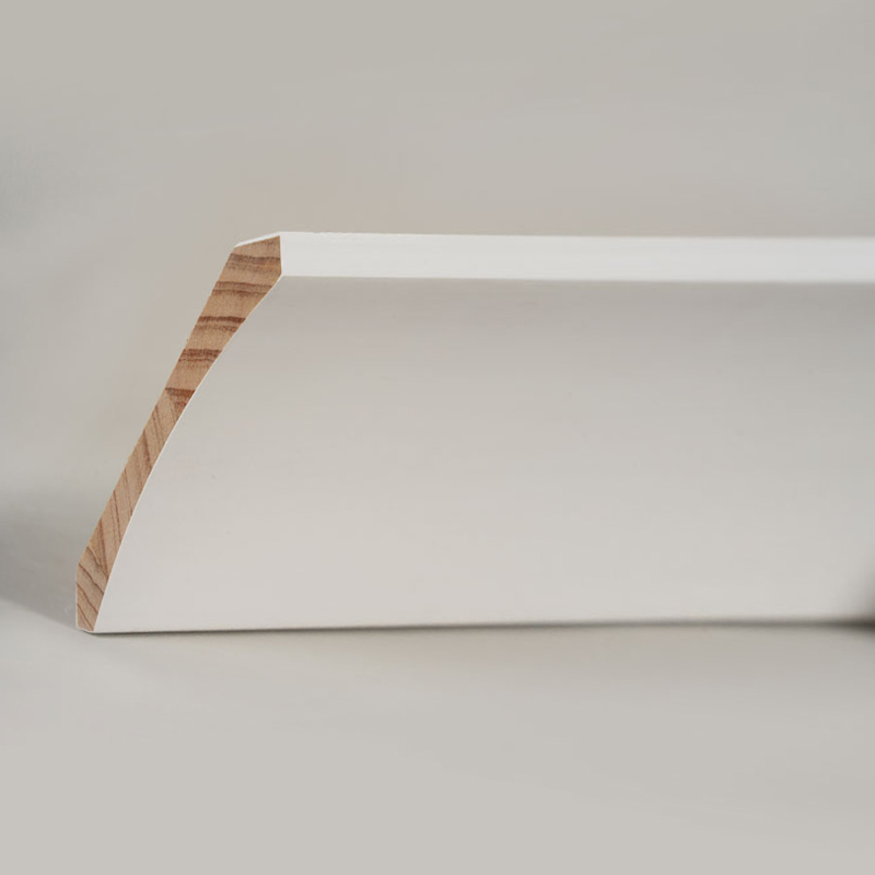 Moldura de coroa em madeira de pinho (preenchido com primer e branco pérola) 3/5' x 4 1/4'